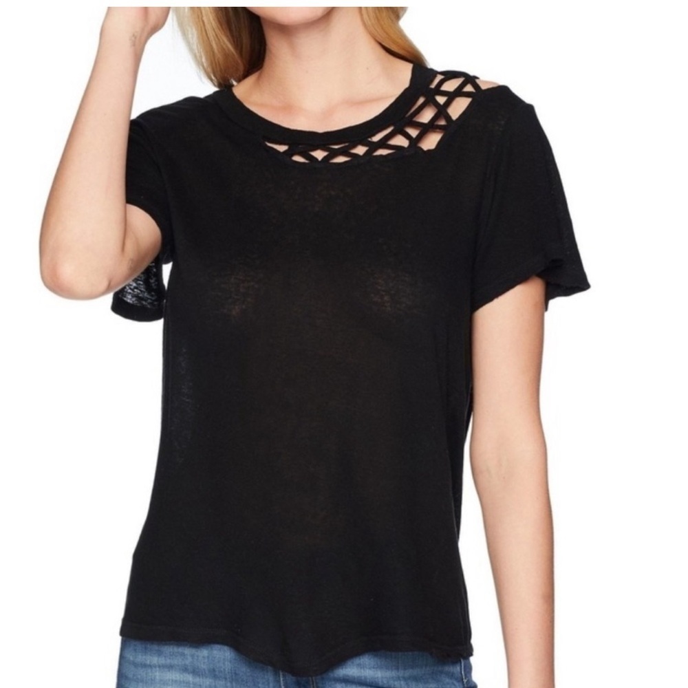 LNA Kira black linen tee